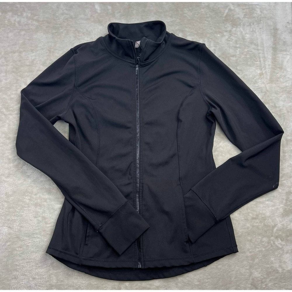 Velocity Women's Black Full Zip Athletic Jacket Thumbholes Mock Neck Size L